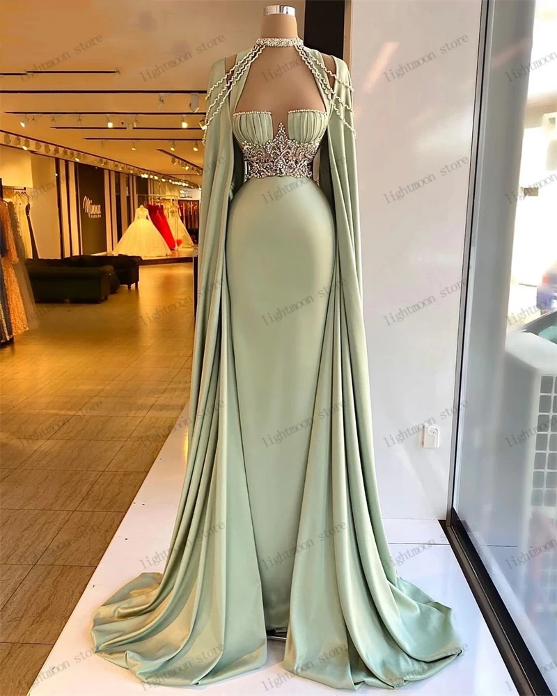 Gorgeous Evening Dresses Pretty Prom Dress Full Flare Sleeves Ball Gowns Beading Floor Length Robes Vestidos De Gala Customized