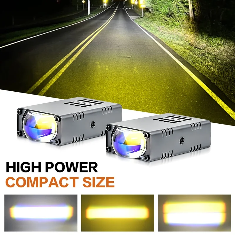 2X LED Headlight Bumper Fog Lamps Projector Lens Work Light Mini Driving Light Auxiliary Lights For Car Motorcycle