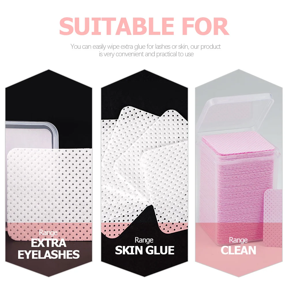 Lingettes de colle pour cils, tampon de nettoyage en tissu Non tissé pour enlever les résidus, bouteille d'essuie-glace, Extension de cils, outil d'art des ongles en coton