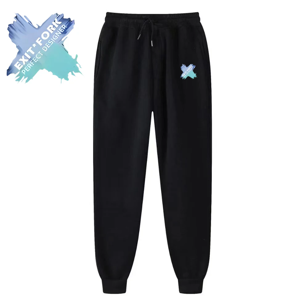 

New Casual Men's Sweatpants X sticker printing Sportswear Elastic Waist Casual Baggy Pants Black Grey Joggers Male Loose Trouser