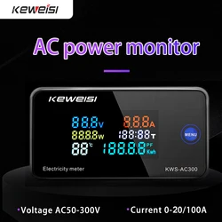 AC 50-300V woltomierz amperomierz KWS moc licznik energii LED cyfrowy AC Wattmeter licznik elektryczny z funkcja resetowania 0-100A