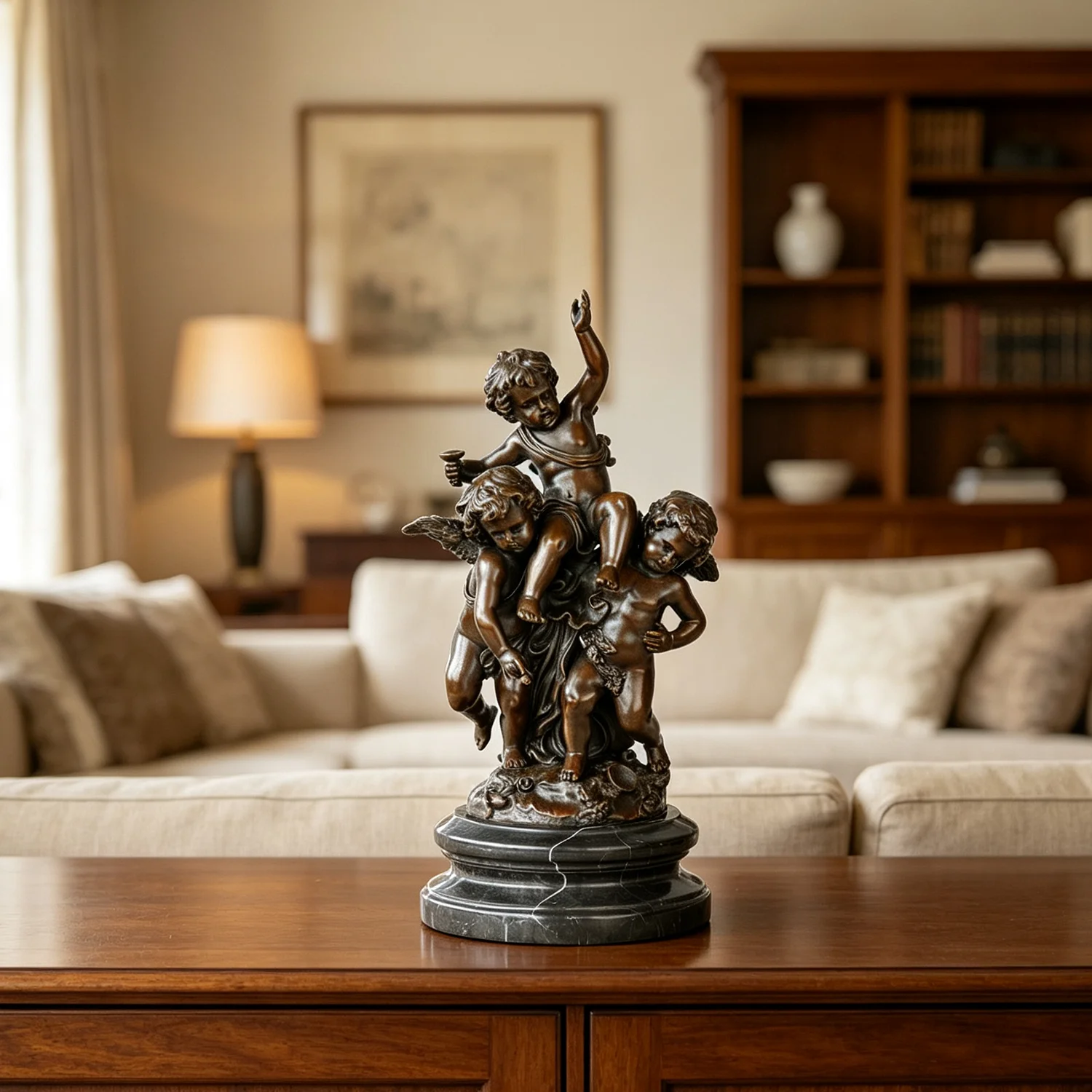 Bronze Cherubs Statue Little Angels Friendship Sculpture Art Home Decor