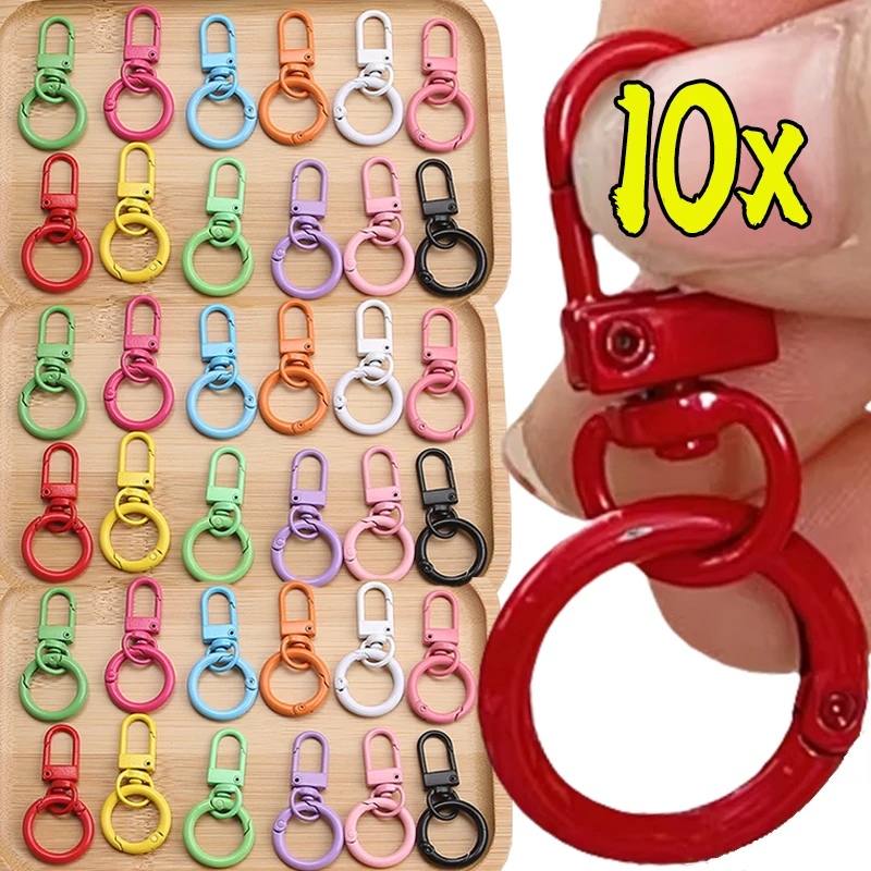

5/10pcs Keyring Lobster Clasp Spring Buckle With Buckle Colored Keychains For DIY Jewelry Making Key Ring Hooks Bags Buckle