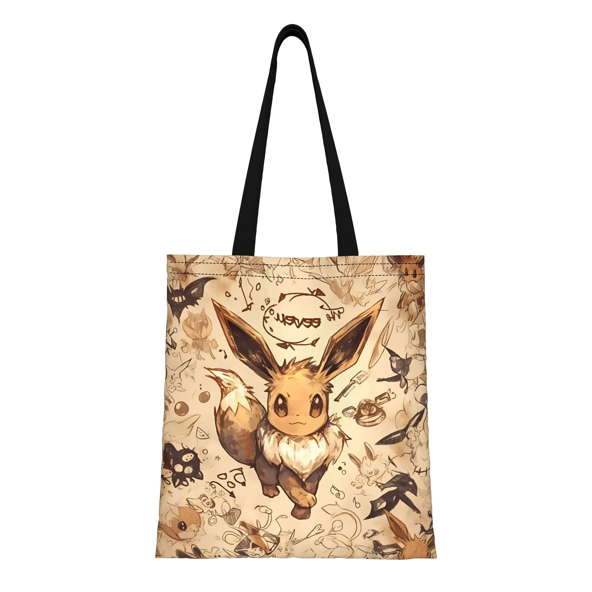

1PC first day of school Eeveelution Eevee pokemon Canvas funko Canvas Tote Bag Women'S Shoulder Handbag