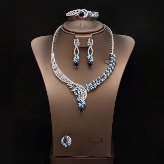 HIBRIDE 2025 New Pretty Personalized Pink Jewelry Necklace Earrings Bracelet Set Women's Decorative Wedding Ball Gift S-1053