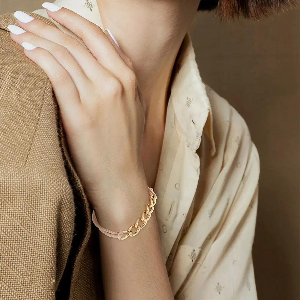 

Набор из 3 резинок для волос: плетеные, с металлической цепочкой, эластичные, для высоких хвостов, стильные, для женщин и девушек