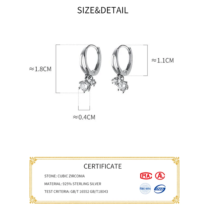 INZATT ريال 925 فضة جولة الزركون هوجيز 18k أقراط طارة ذهب للأزياء النساء العصرية غرامة مجوهرات اكسسوارات