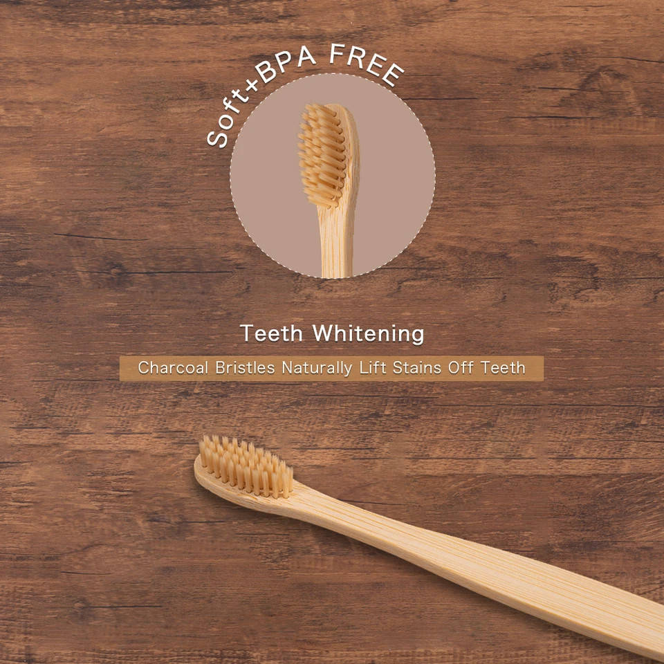 10 Piezas Cepillos de Dientes de Bambú Natural de Colores, Juego de Cepillos con Cerdas Suaves de Carbón, Cepillos Ecológicos para el Cuidado Bucal 3