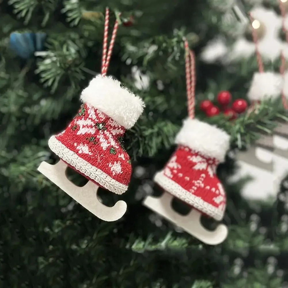 Cute Knitted Christmas Skate Pendant Hanging Decorative Christmas Tree Pendant Mini Christmas Decoration Party