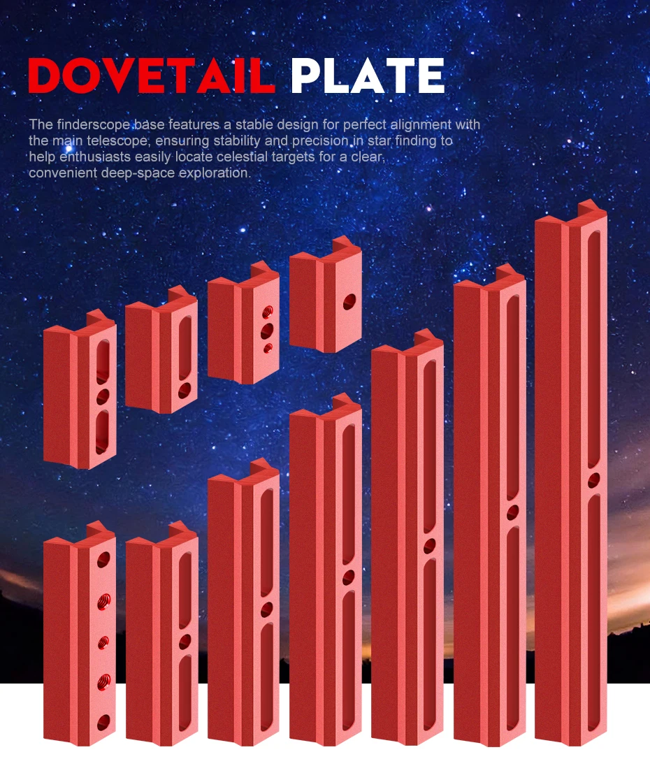 Datyson Metallbasis 42/45/48/60/90/120/150/180/210/240mm Sternführungs-Spiegel Kleine Schwalbenschwanzplatte Rot Astronomisches Zubehör – Detail 1