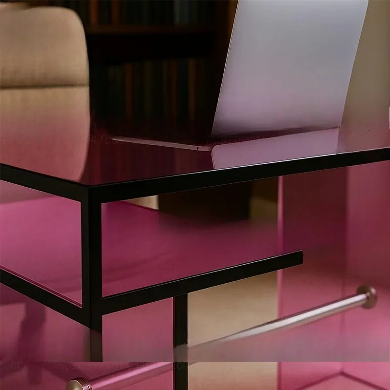 Acrylic rose pink transparent desk light luxury writing desk study table simple modern style desk