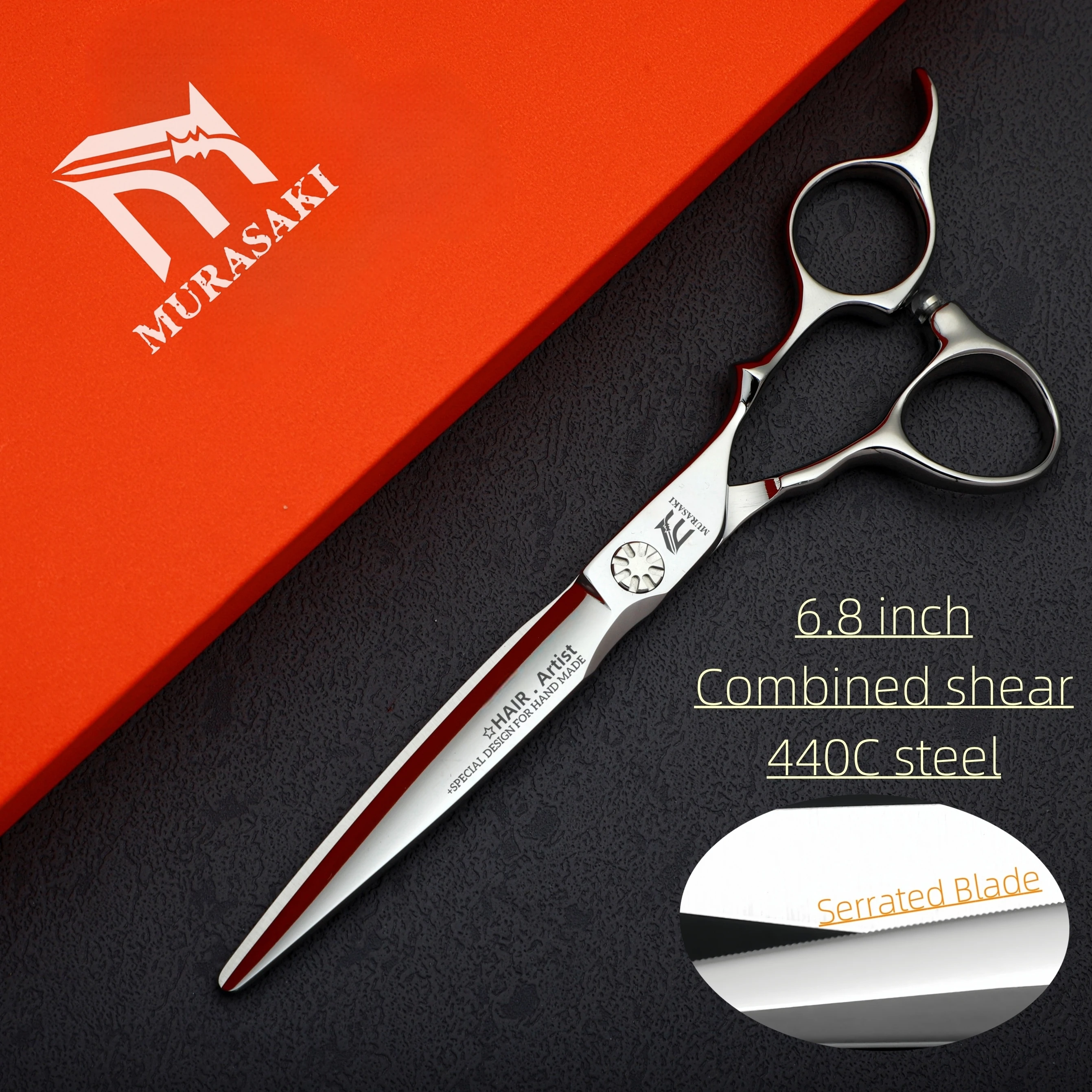 Professional Barber Scissors，Set of 6.0-6.5-6.8 Inch Serrated Scissors，Japan 440C Steel，Barbershop High-End Hair Cutting Machine