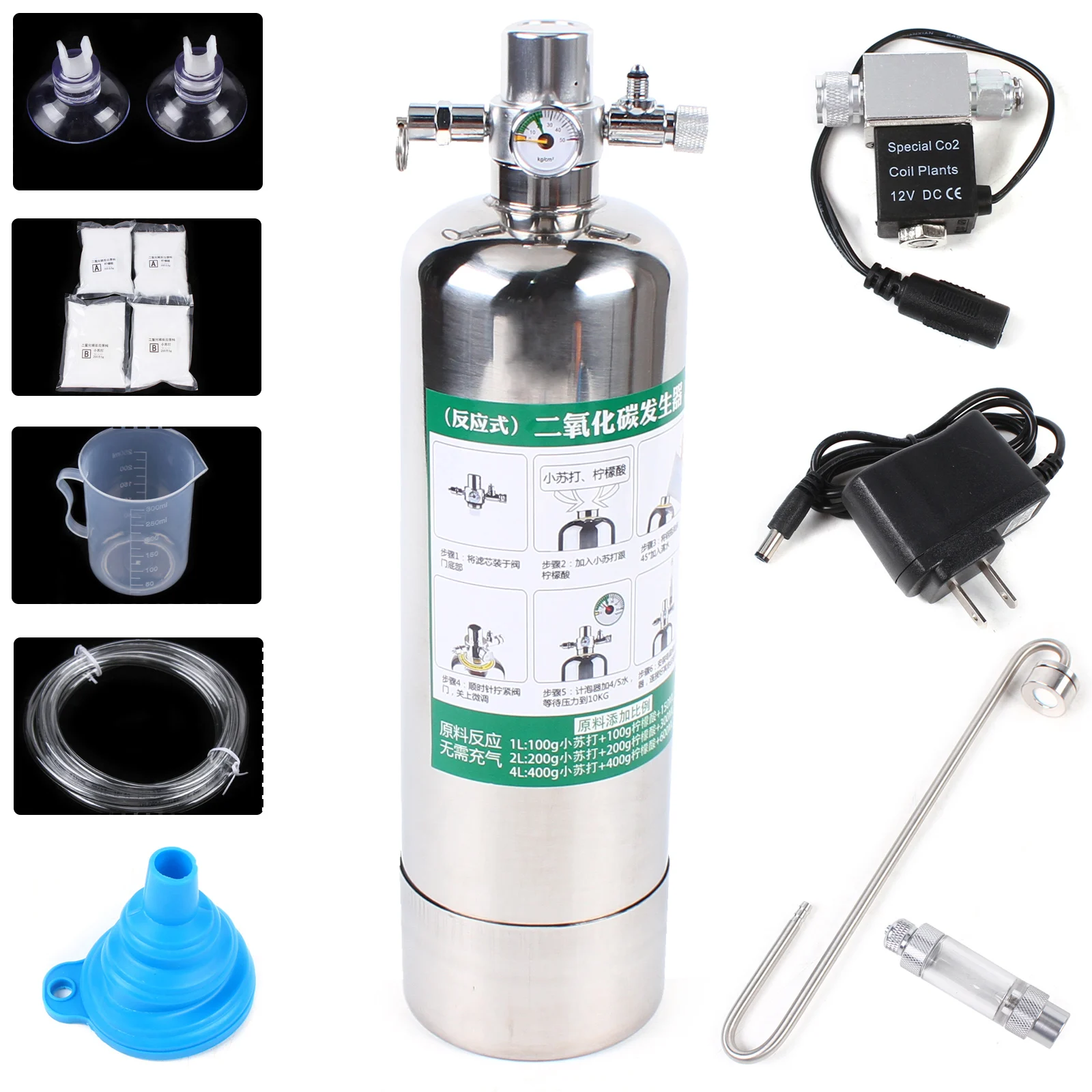 

DIY CO2 Generator for Aquarium – Stainless Steel Bottle, Safe Pressure Valve, Enhances Plant Growth, Prevents Fish Harm