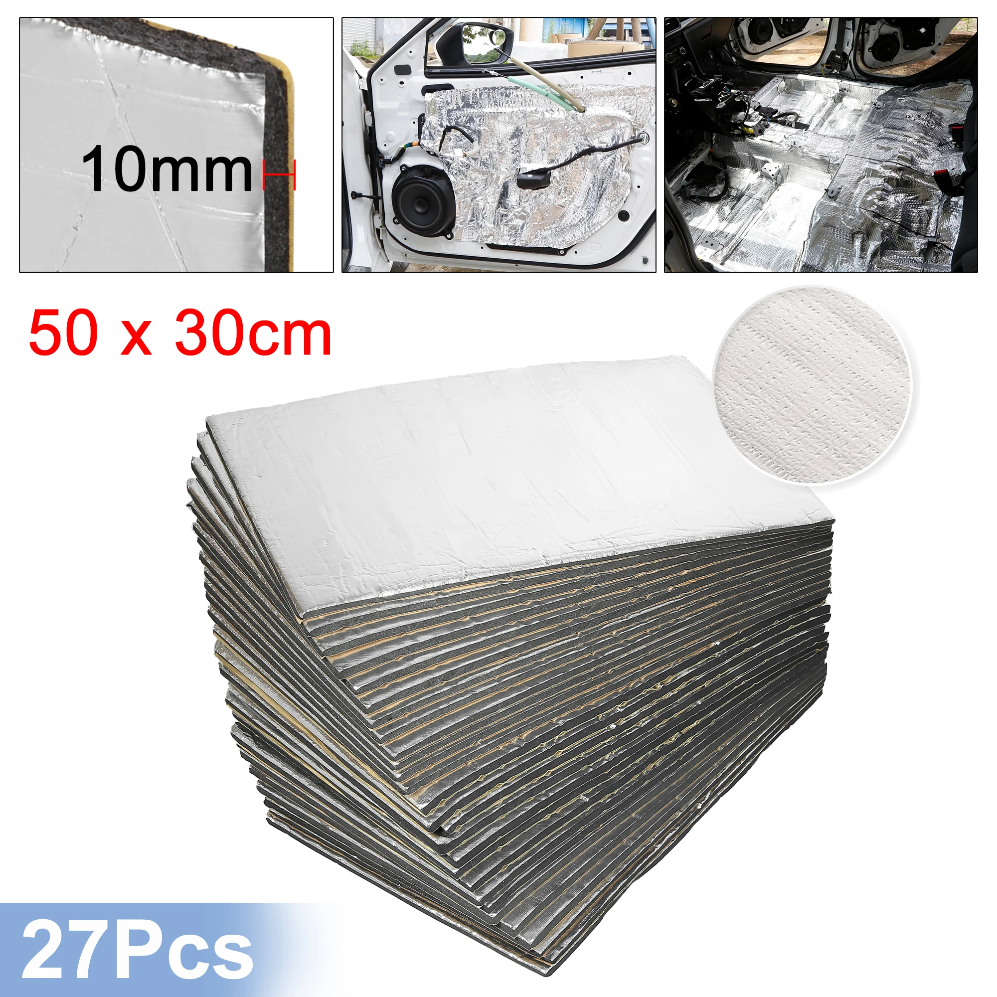 

UXCELL Car Heat Sound Deadener Mat 27Pcs 20"x12" 43.4sqft 197mil 394mil Hood Liner Thermal Insulation Pad