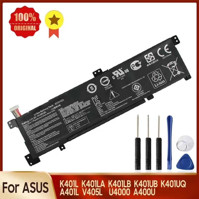 New Replacement Battery B31N1424 for ASUS K401L K401LA K401LB K401UB K401UQ A400U A401L V405L U4000 New Battery 4100mAh