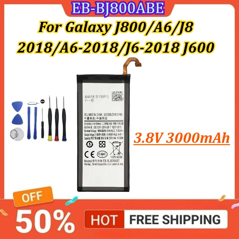 

3.8V 3000mAh EB-BJ800ABE Mobile Phone Battery For Galaxy J800/A6/J8 2018/A6-2018/J6-2018 J600 Batteries +Tools