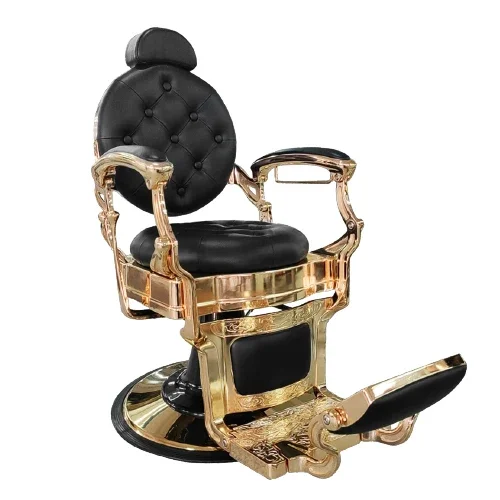 2026 Men's Luxury Leather Barber Chair with Height Adjustment, Quality Leather and Chrome Plating
