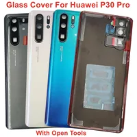 Back Lid Door For Huawei P30 Pro Hard Glass Battery Cover Rear Housing Panel Case Shell With Camera Frame Lens Adhesive