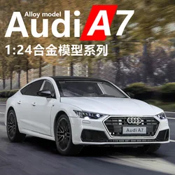 Modelo de coche de juguete Audi A7, vehículo de aleación fundido a presión, Miniatura, tirar hacia atrás, puertas de sonido y luz que se pueden abrir, regalo de colección para niños, 1:24