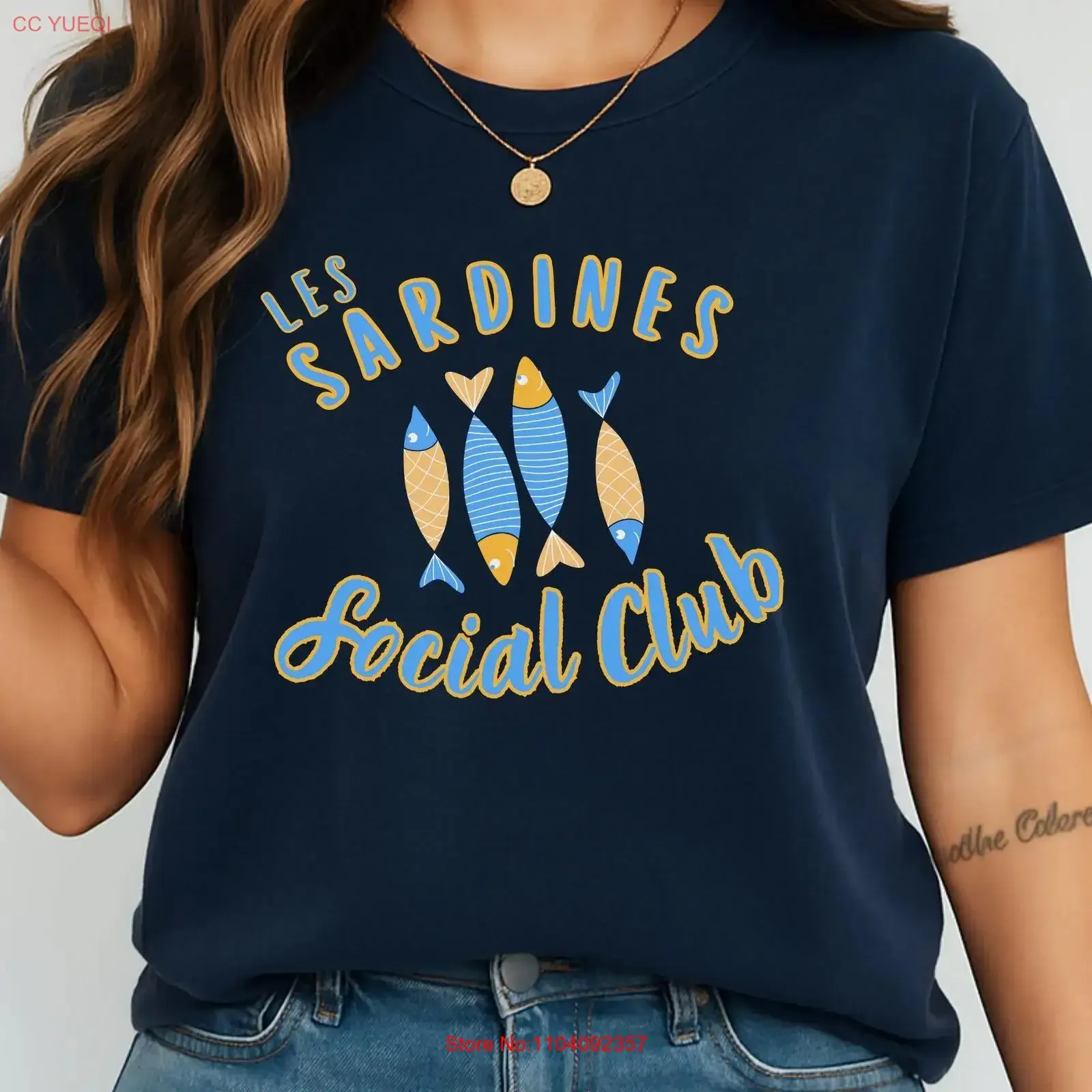 Les Sardines Social Club T Shirt Summer Coastal Tinned Fish French Sardine Lover Funny for Francophile Fans vintage Washed