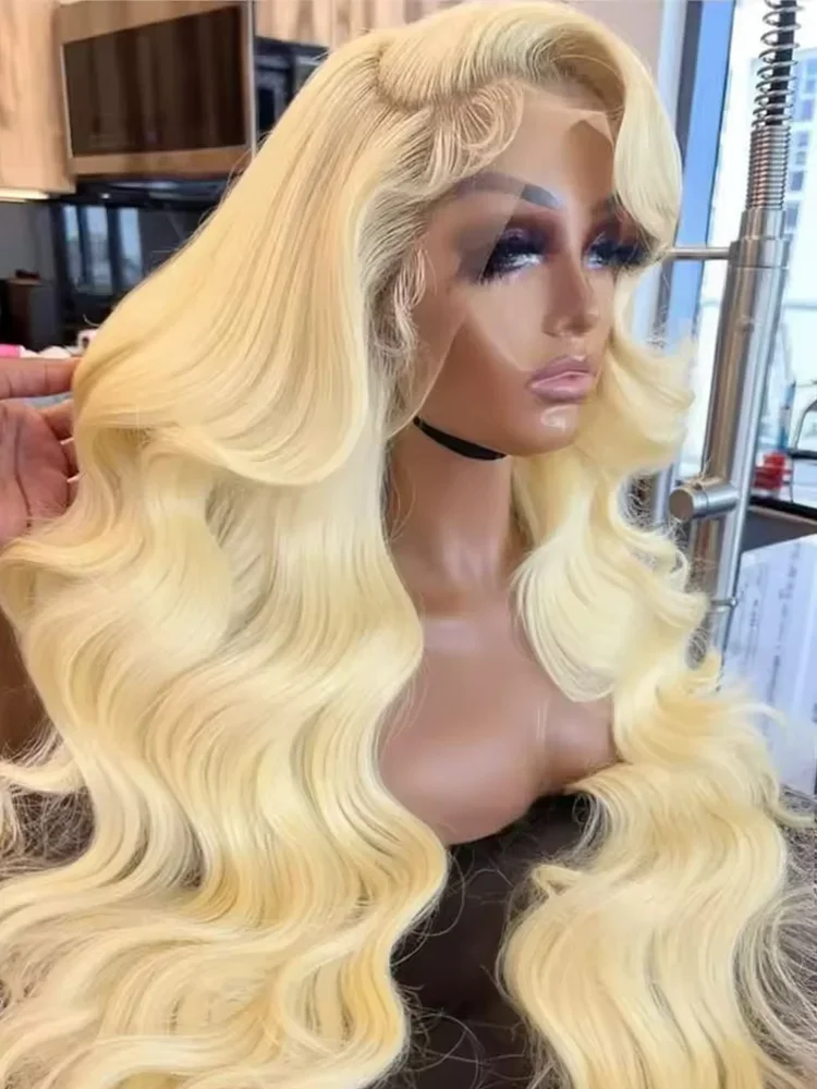 

34-дюймовый парик из натуральных волос 613 блонд, с кружевной передней частью 13x4 и 13x6, волнистый, с предварительно вычесанными волосами и эффектом «детских волос»