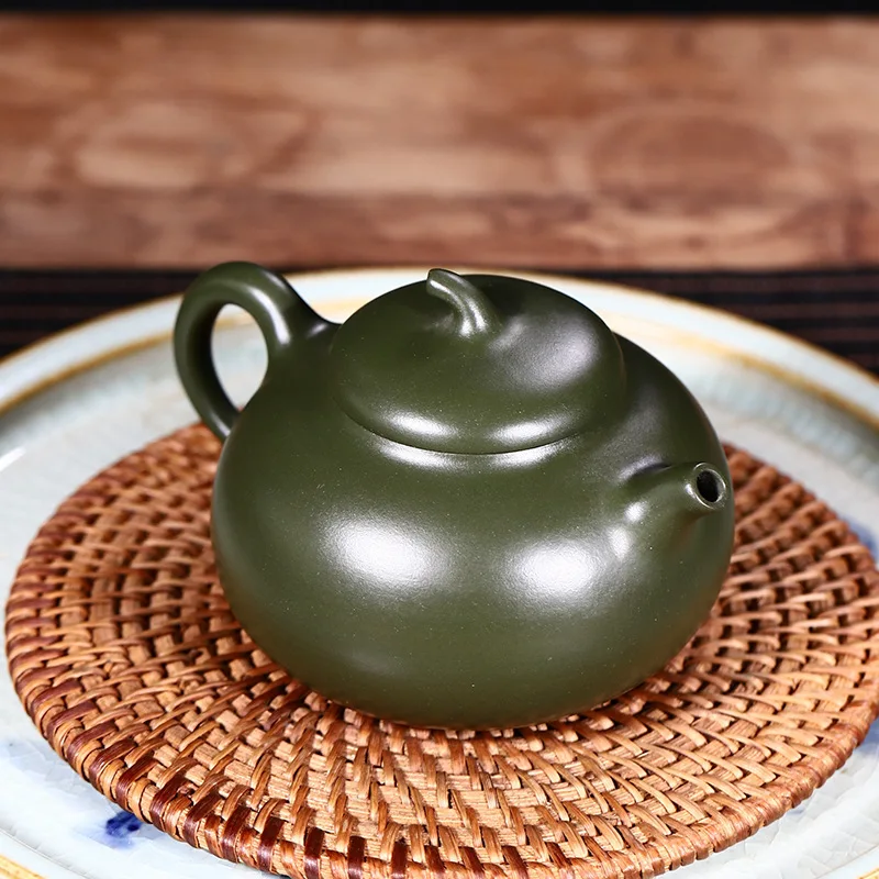 Drop-Shipping Yixing Pure Handmade Raw Ore Purple Teapot Green Clay Gourd-Shaped High-End Tea Set