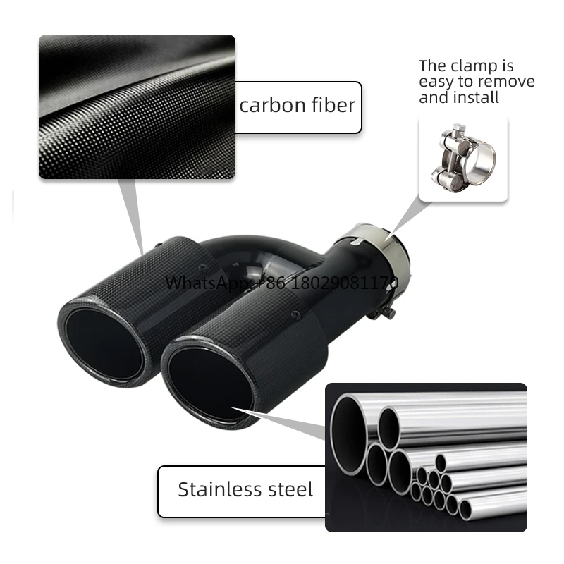 Factory export high quality Crabon fiber Exhaust Dual pipes h type fit for Audi A4LA5A6L modify S4S5S6 black tail tips