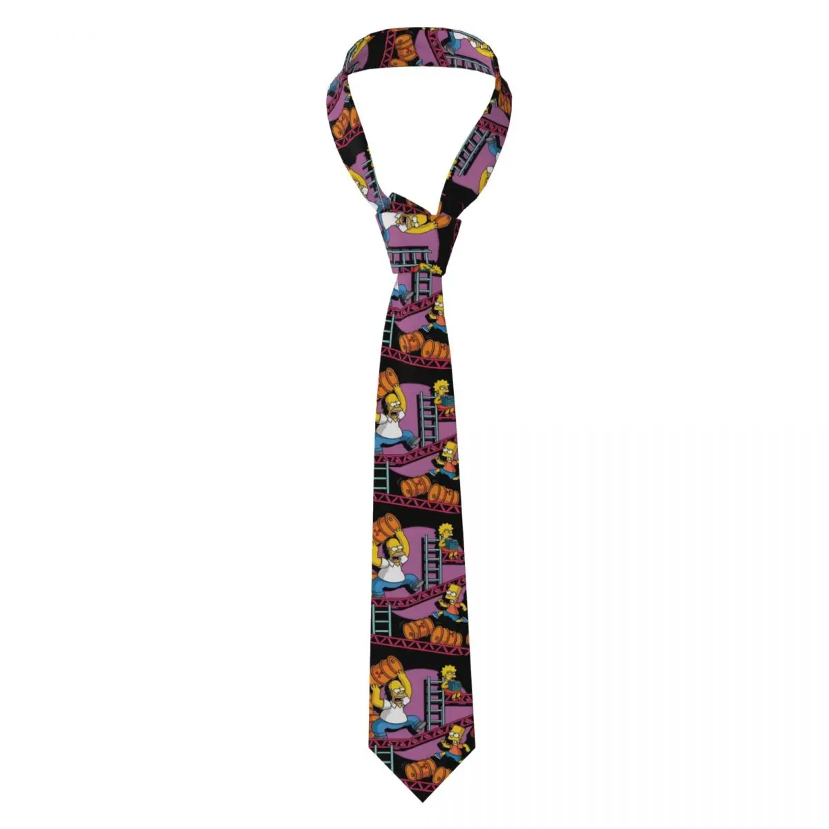

Custom Simpsons Comi Ties Mens Classic Silk Game Neckties for Party