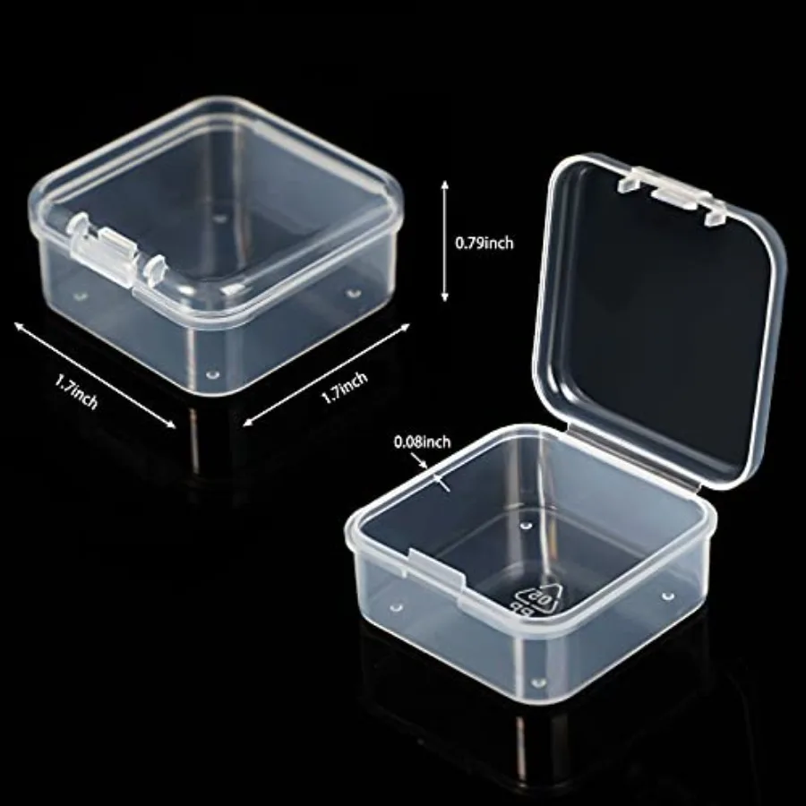 24 Packs Small Clear Plastic Beads Storage Containers Box with Hinged Lid for Storage of Small Items, Crafts, Jewelry, Hardware