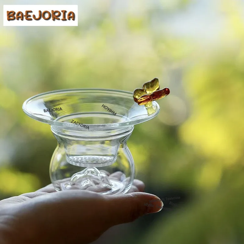 BAEJORIA Butterfly Heat Resistant Glass Tea Separator Infusor Tea Diffuser Tea Strainer Dispenser Tea Soaking Tea Filter Teaset