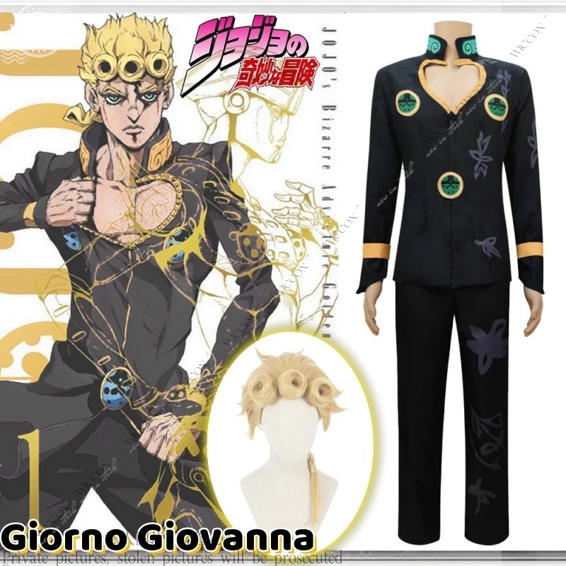 Giorno Giovanna Jo Anime Cosplay Jo's disfraz peluca traje hombre extraño peluca rizada rubia aventura viento Giorno experiencia dorada