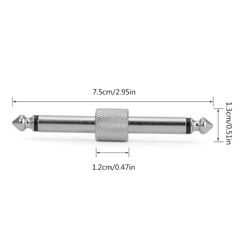 Paquete 3 acopladores Pedal 6,35mm 1/4 macho a macho, adaptador enchufe Conector recto para pedalera