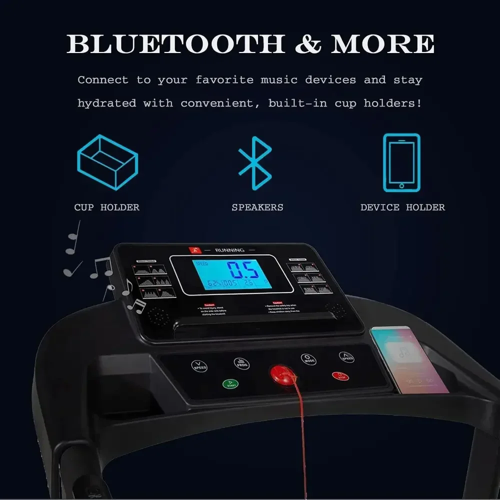Motorized Treadmill with LCD Monitor, Cup Holder, 12 Pre-set Programs