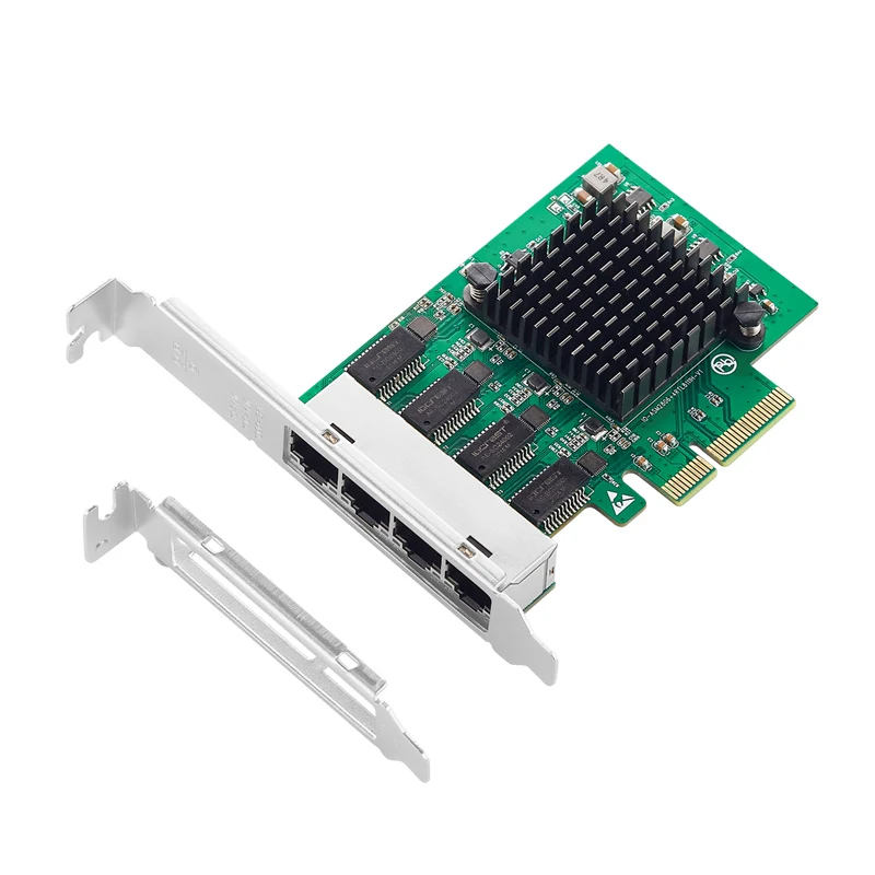 Quad Port Gigabit Ethernet Card – RTL8111, 4 RJ45 1GbE, PCI Express, Plug & Play for Windows/Linux, Low Profile & Full Height