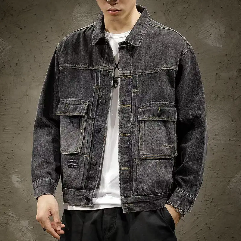 

Spring Autumn plus Size Men's Jaet Large Hoodie ort Jeans Jaet Coat Detachable Cap Oversize Fat Trendy Youthwear