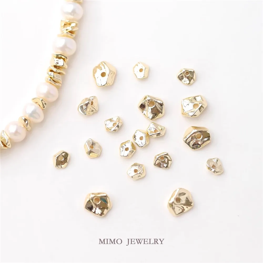 

1PCS Copper-plated Real Gold, Irregularly Shaped Flat Beads, Popular Small Stone Loose Beads, DIY Beading Accessories