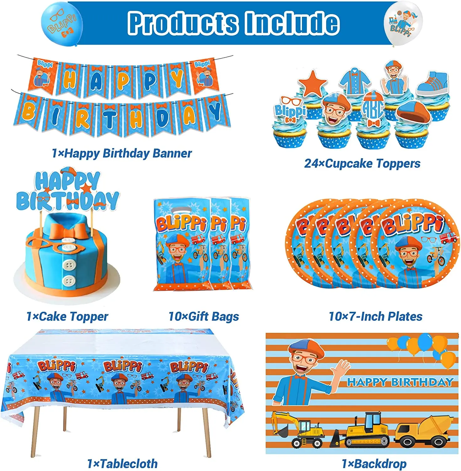 Blippiing Teacher Birthday Party Supplies Decorations for Kids Banner,Cup cake Topper, Balloon,Tablecloth,Gift Bag,Napkins,Plate