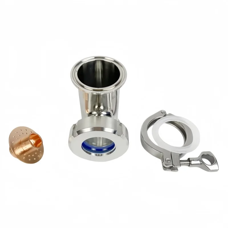 2 Inch 51mm OD64mm Tri-Clamp Sight Glass Tee With Copper Bubble Section Distillation Column Pipe Fitting Height 100mm