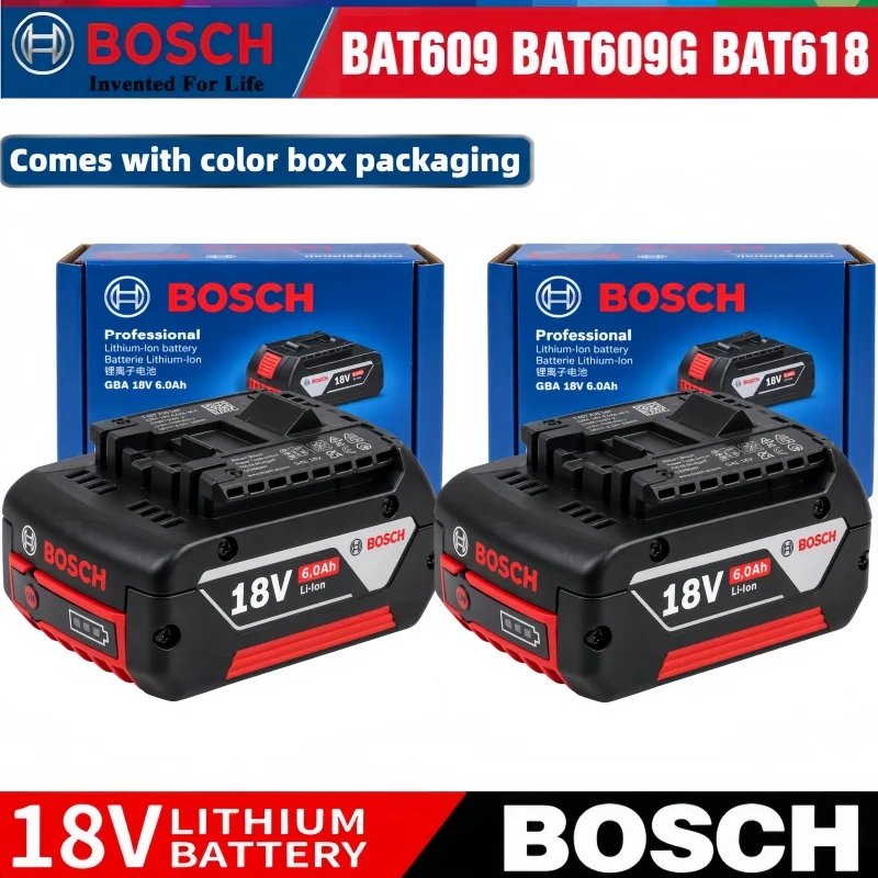 Original Bosch 18V 6.0Ah Battery 6000mAh Rechargeable Li-ion Battery, BAT609 BAT618 GBA18V80 Professional Cordless Tool Battery