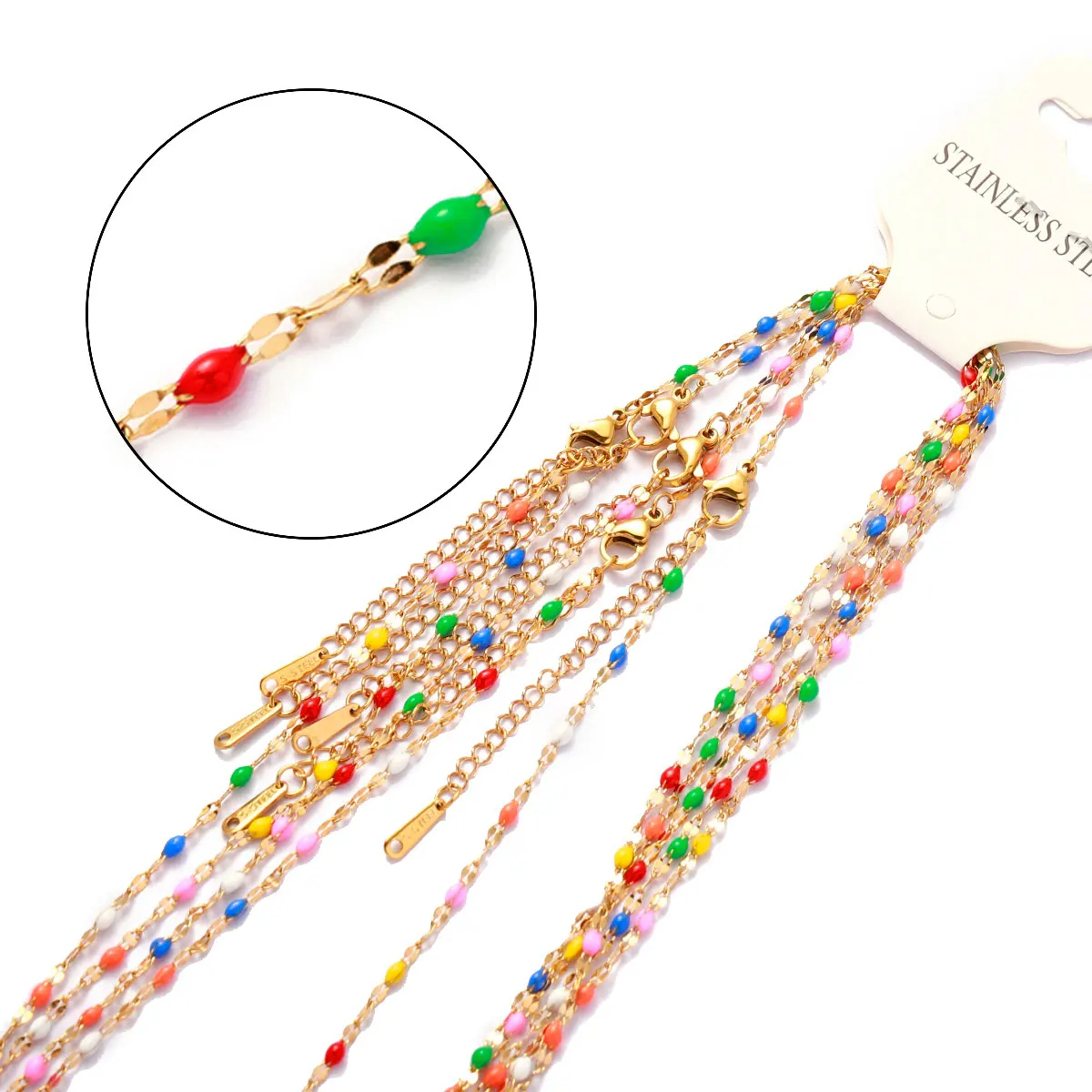 5pcs/Lot 45cm Butterfly Colorful Enamel Stainless Steel Link Chain Necklace Women Paperclip DIY Charm Pendant Jewelry Making