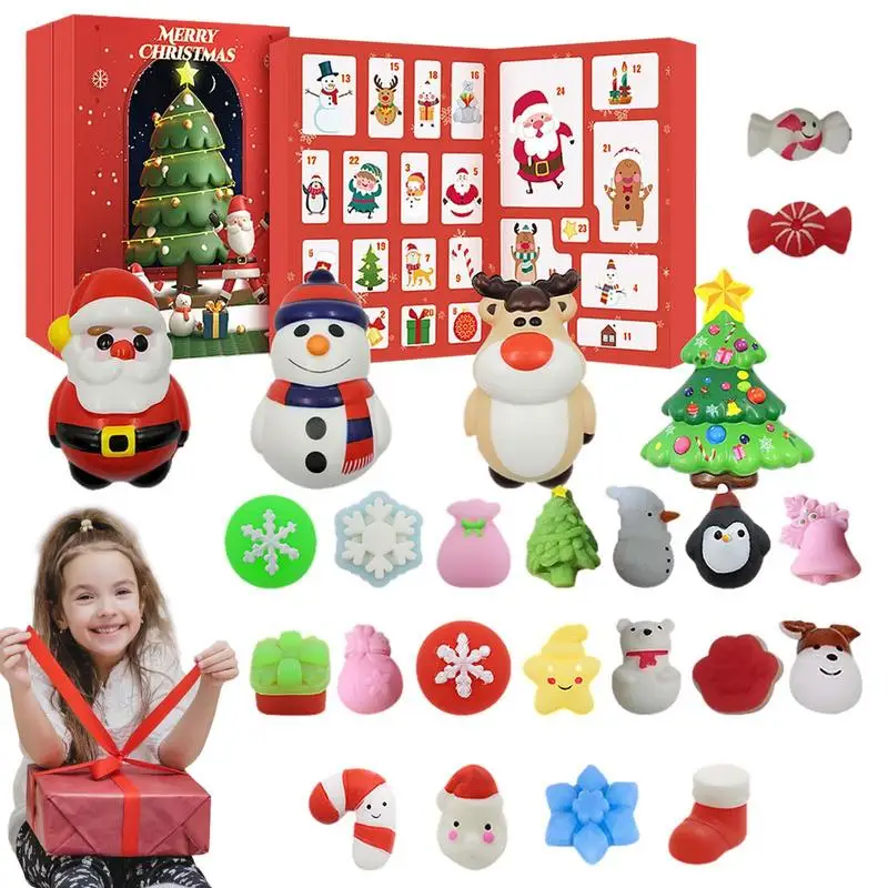 

Countdown Advent Calendars 24pcs Toy Advent Calendar Mini Squishy Toys 24 Days Of Holiday Countdown With Snowman Christmas Tree