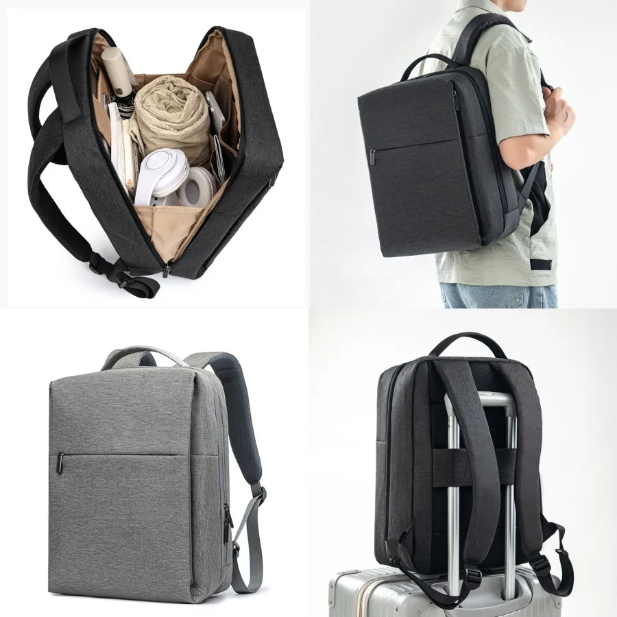 

【New style】Business backpack Rice backpack 15-inch computer bag printed logo waterproof travel bag Oxford cloth backpack