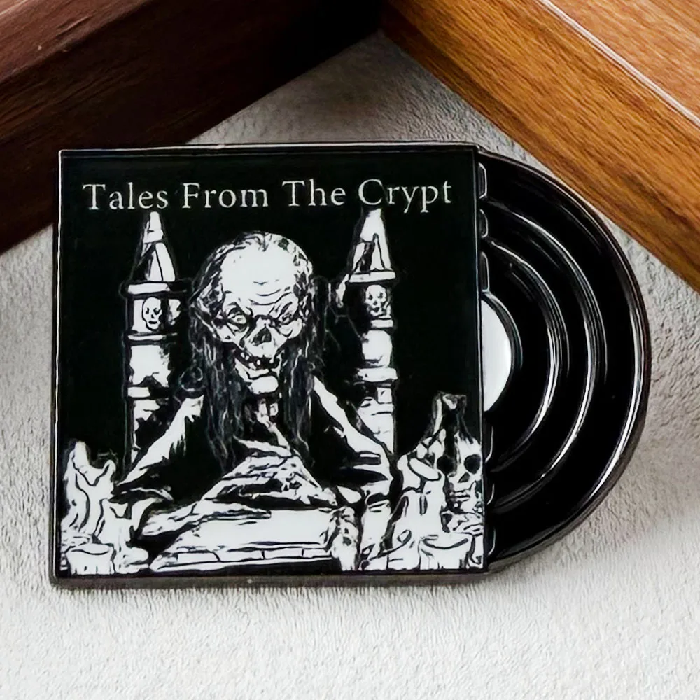 Tales From The.Crypt Enamel Pin Horror Movie Vinyl Record Brooch Cryptkeeper Badge Gothic Lapel Pins For Denim Jacket Gift