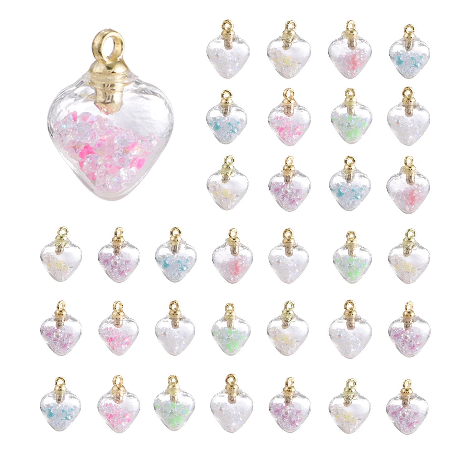 Kawaii Leuchtender Glasanhänger Fünfzackiger Stern Herzförmige Charms DIY Valentinstag Geburtstagsgeschenk Anhänger Zubehör – Detail 5