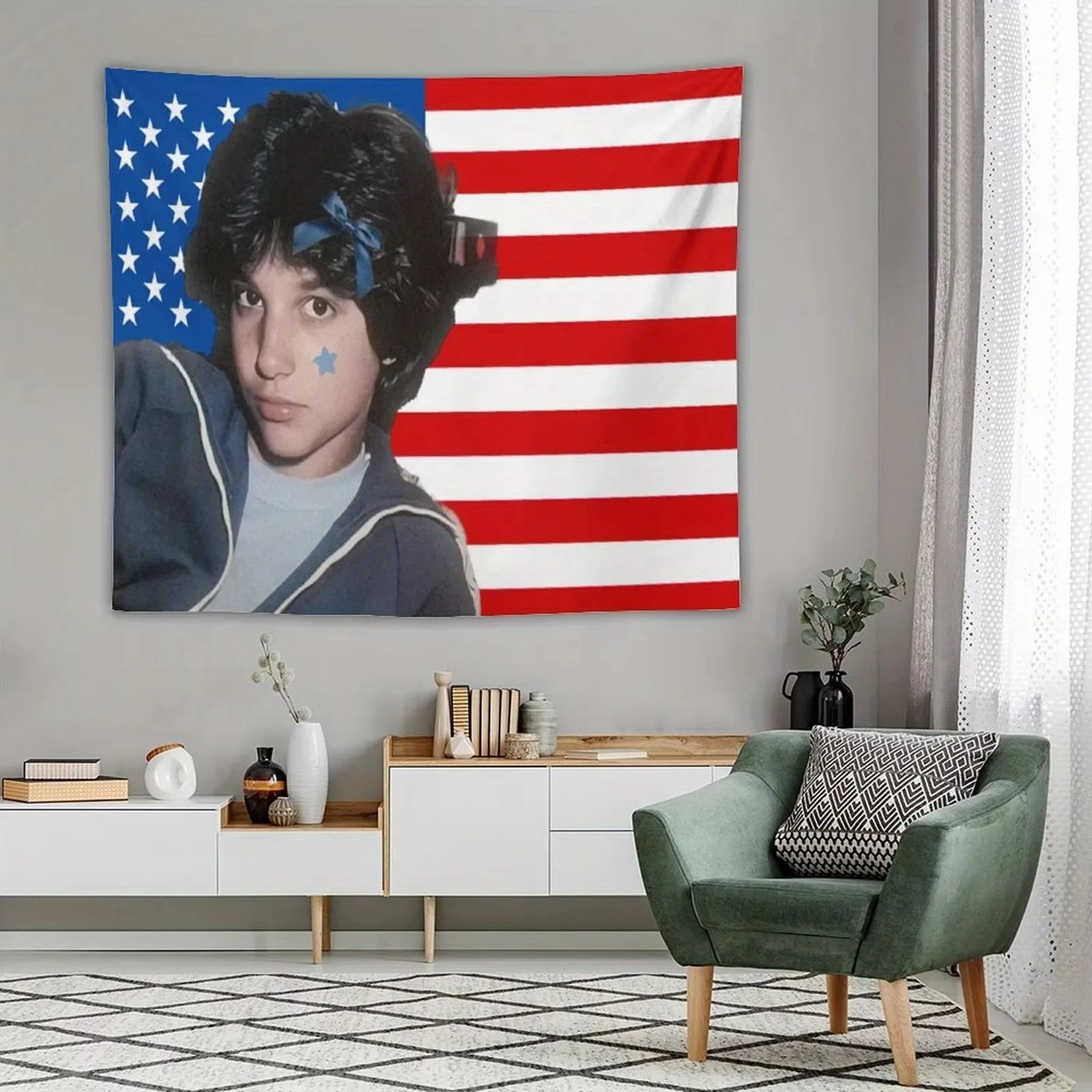 Ralph Macchio The Karate Kid Tapestry, Vintage American Flag Design Super Fine Fiber Wall Hanging for Bedroom Living Room Decor