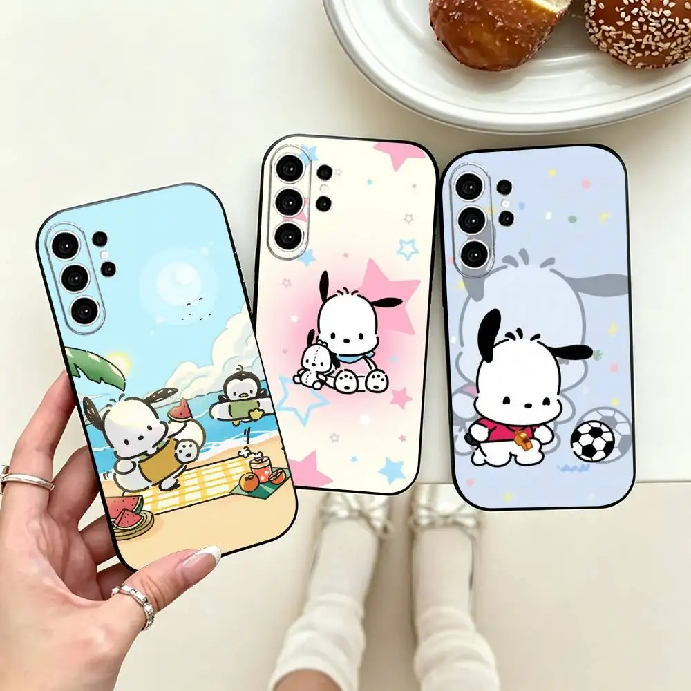 Милый мультяшный чехол T-Pochacco-o для телефона, черный, силиконовый, мягкий, для Samsung S25, S24, S21, S22, S23, S30, Ultra, S20, Plus, Fe, Lite