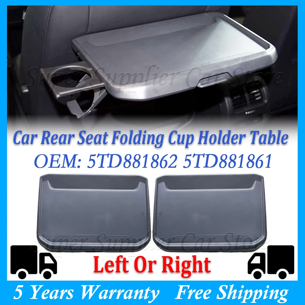 

New 1PC Car Interior Rear Seat Folding Cup Holder Table For VW Touran L Tiguan L 2016-2023 GOLF Passat 5TD881862 5TD881861