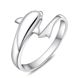 High Quality Jewelry Wholesale Fashion Cute Dolphin Ring Adjustable Wedding 925 Sterling Silver Rings for Women