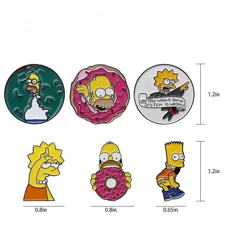 The Simpsons Homer J. Simpson Anime Merchandise Unique Creative Brooch Pin for Men and Women Clothing Shoes and Hat Decoration - view 4