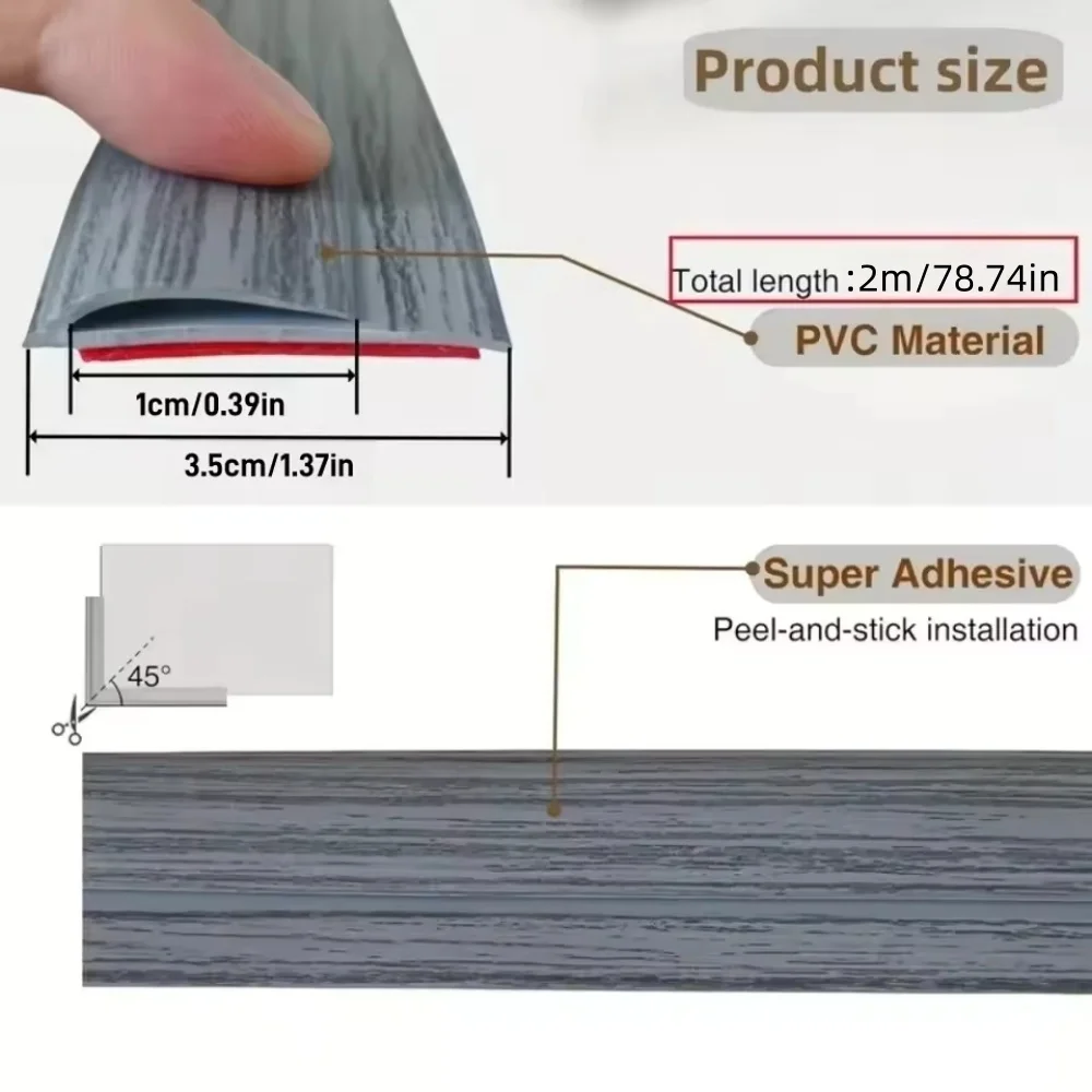 1pc Carpet To Tile or Floor Transition Strip Carpet Edging Self Adhesive Cuttable Carpet Edge Trim Strip view 2